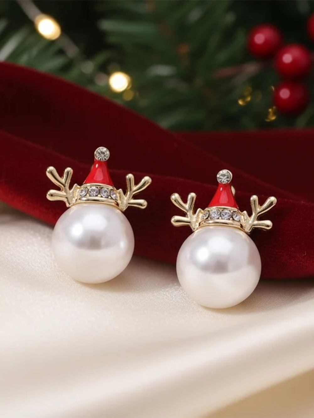 Pearl Reindeer Stud Earrings